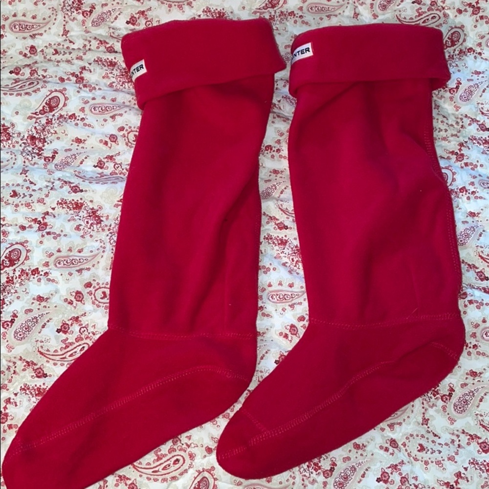Hunter boot socks in red fleece